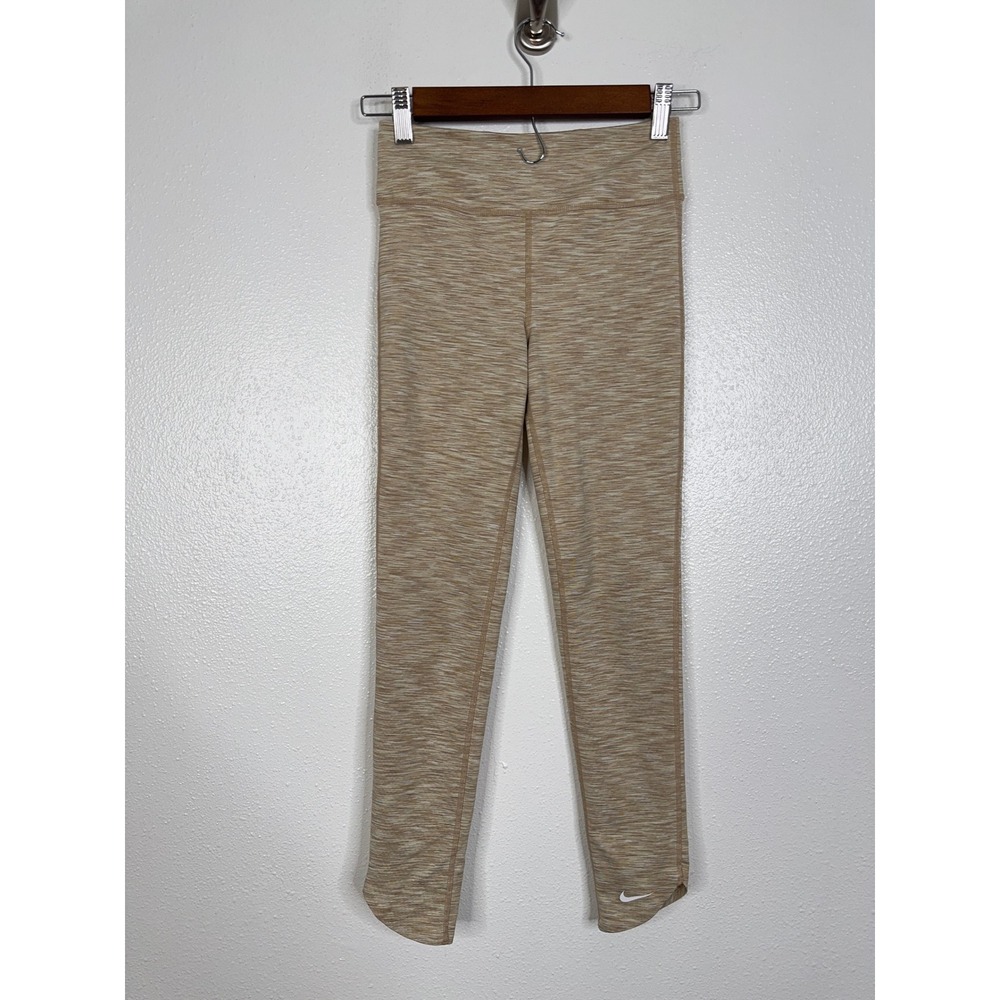 Nike Kids Girls Dri-FIT Tan Space Dye High Waisted Leggings FD2847-200 Size M